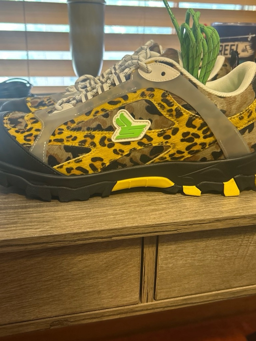 Sicko x PDF channel Yellow Animal Print Hiking Sneakers size US12